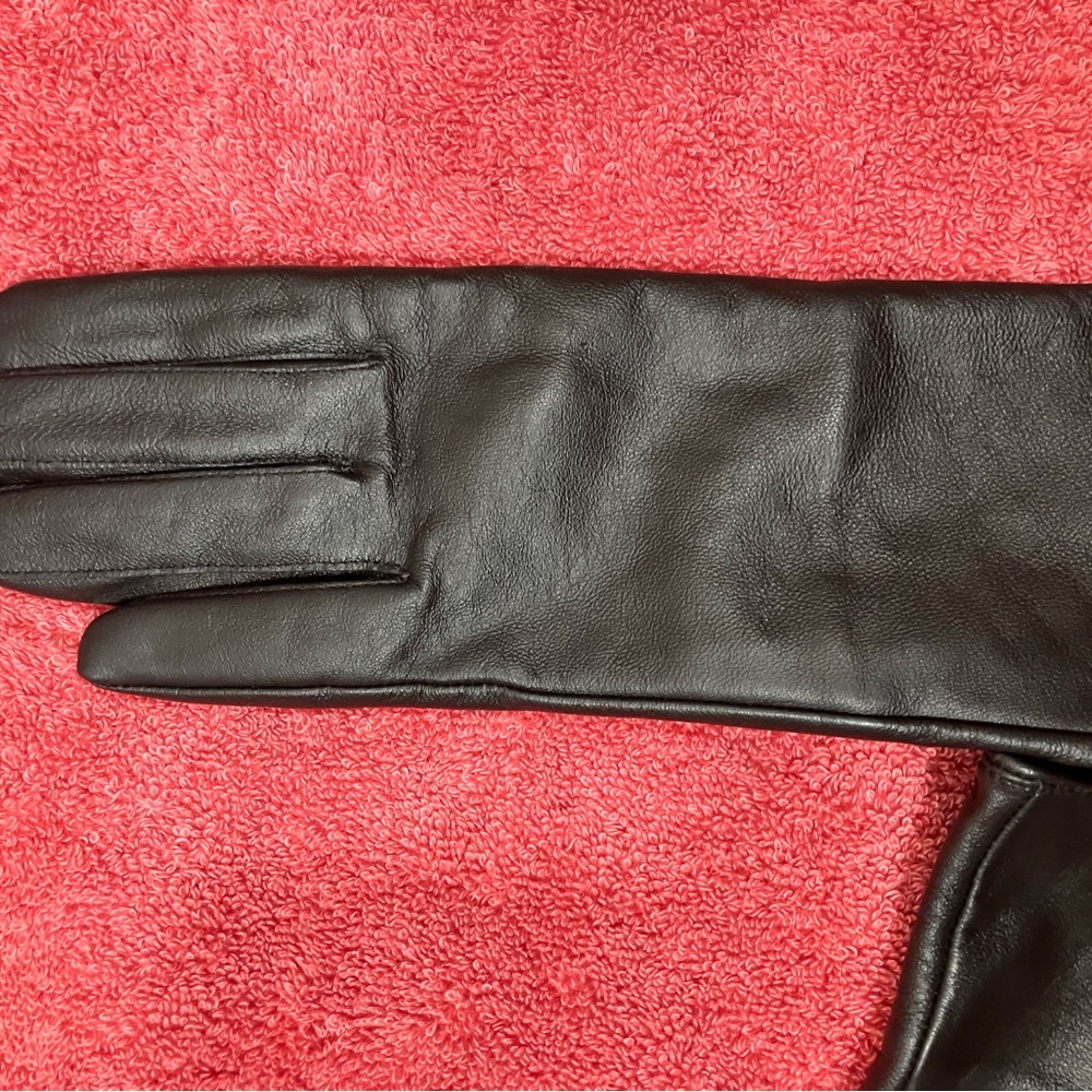 Black Leather Gloves 7/8 NEW - Picture 2 of 10